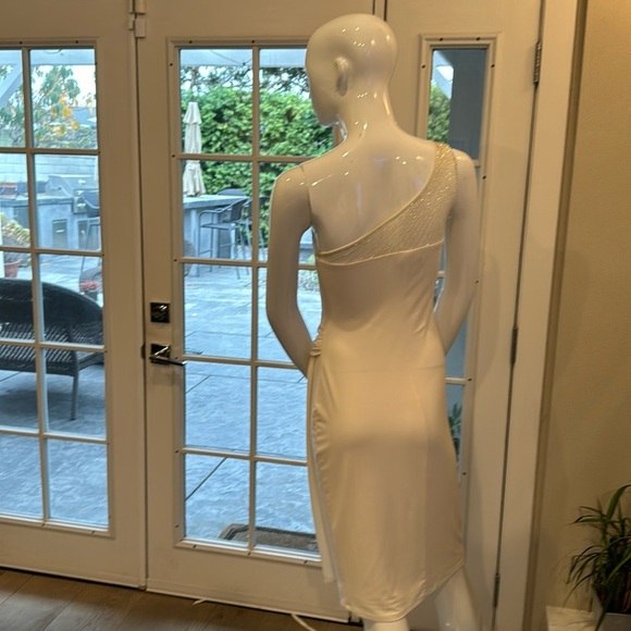 Lauren Ralph Lauren Evening and Cream & Silver One Soulder Jersey Dress Size 2 - Picture 5 of 13